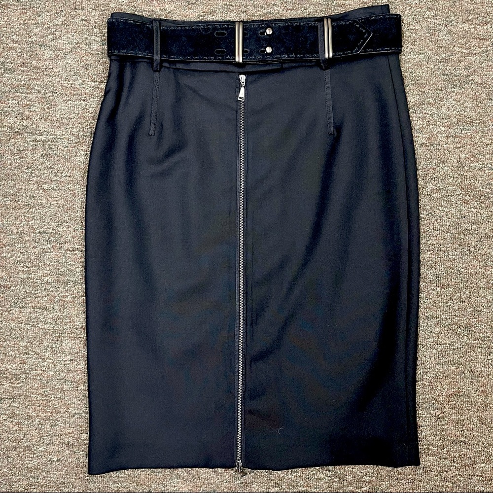Zara black belted pencil skirt